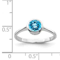 Sterling Silver Rhodium Blue Topaz Ring