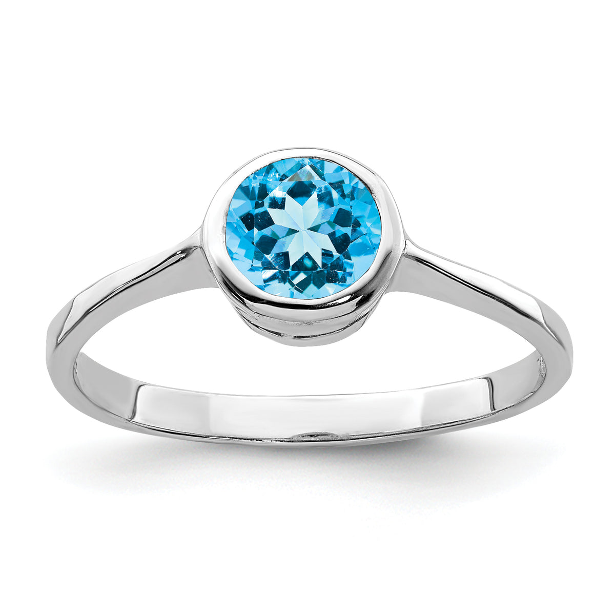 Sterling Silver Rhodium Blue Topaz Ring