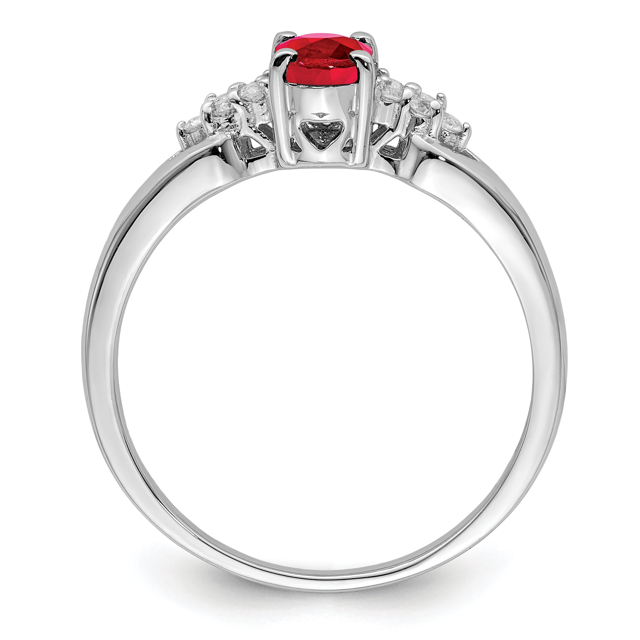 Sterling Silver Rhodium-plated Ruby and White Sapphire Ring