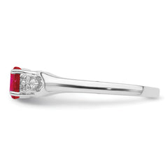 Sterling Silver Rhodium-plated Ruby and White Sapphire Ring