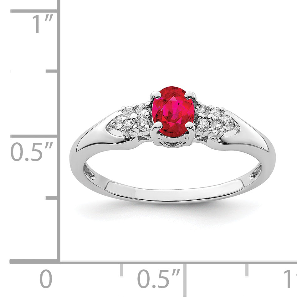 Sterling Silver Rhodium-plated Ruby and White Sapphire Ring