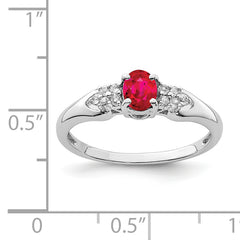 Sterling Silver Rhodium-plated Ruby and White Sapphire Ring