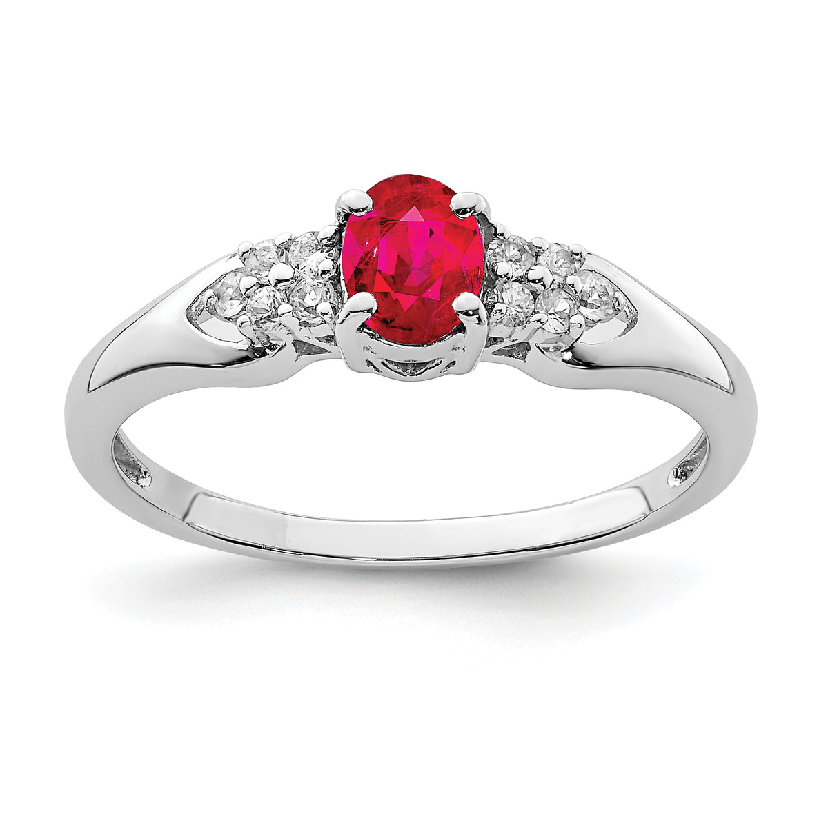 Sterling Silver Rhodium-plated Ruby and White Sapphire Ring