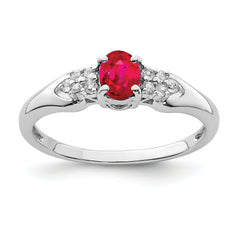 Sterling Silver Rhodium-plated Ruby and White Sapphire Ring