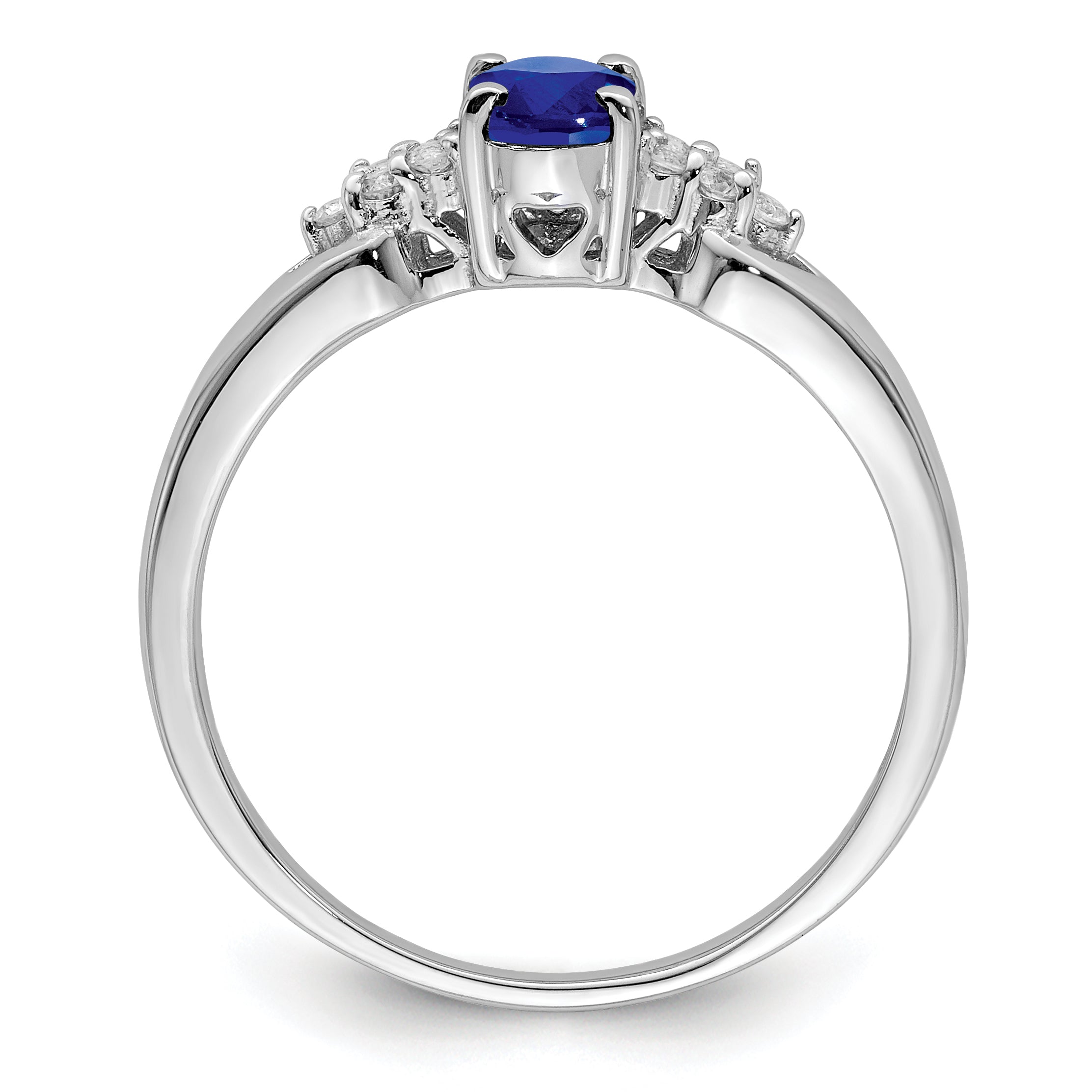 Sterling Silver Rhodium-plated Blue and White Sapphire Ring