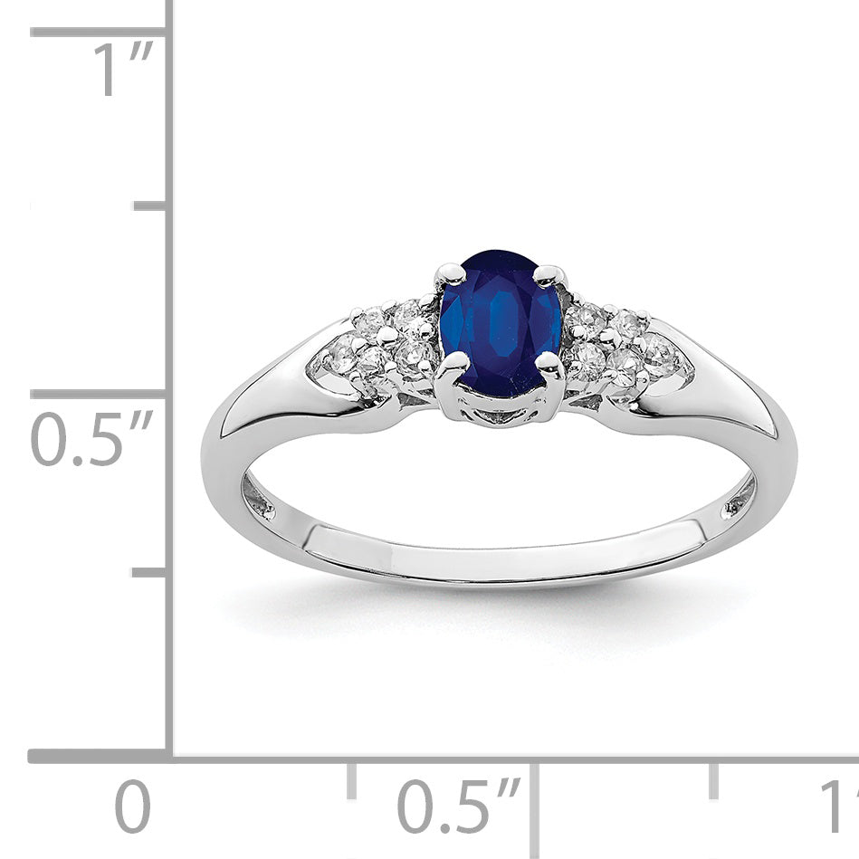 Sterling Silver Rhodium-plated Blue and White Sapphire Ring