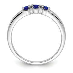 Sterling Silver Rhodium-plated Polished Sapphire Ring