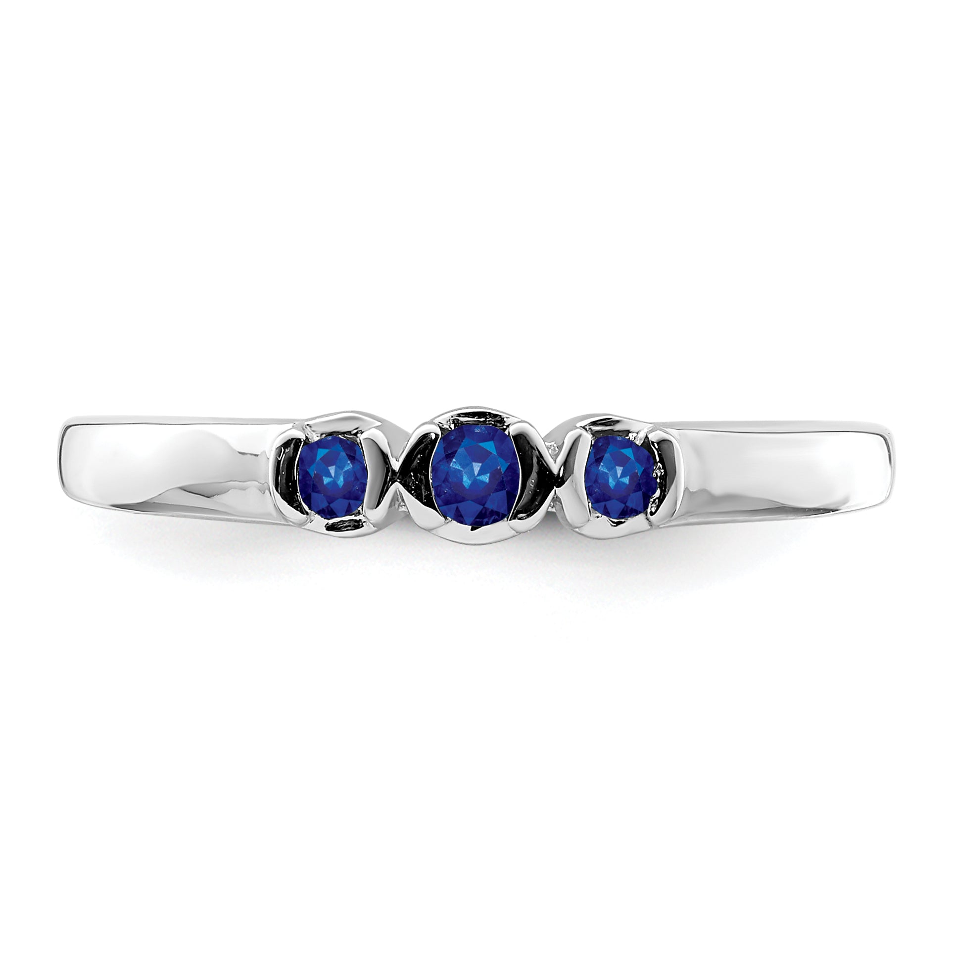 Sterling Silver Rhodium-plated Polished Sapphire Ring