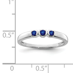 Sterling Silver Rhodium-plated Polished Sapphire Ring