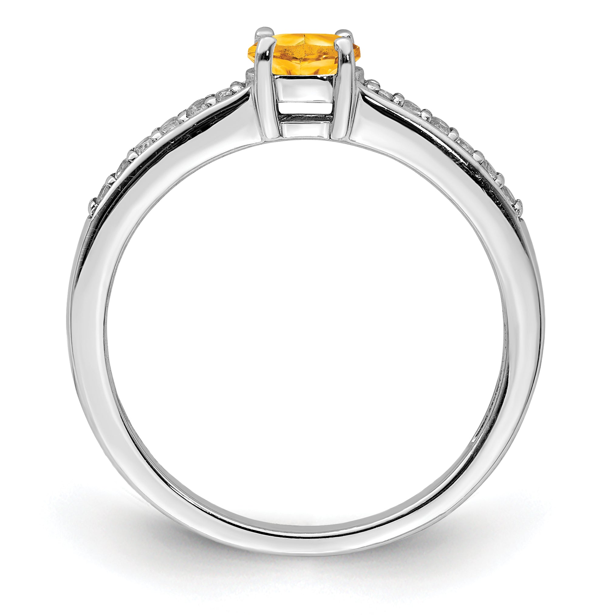 Sterling Silver Rhodium-plated Citrine and White Topaz Ring