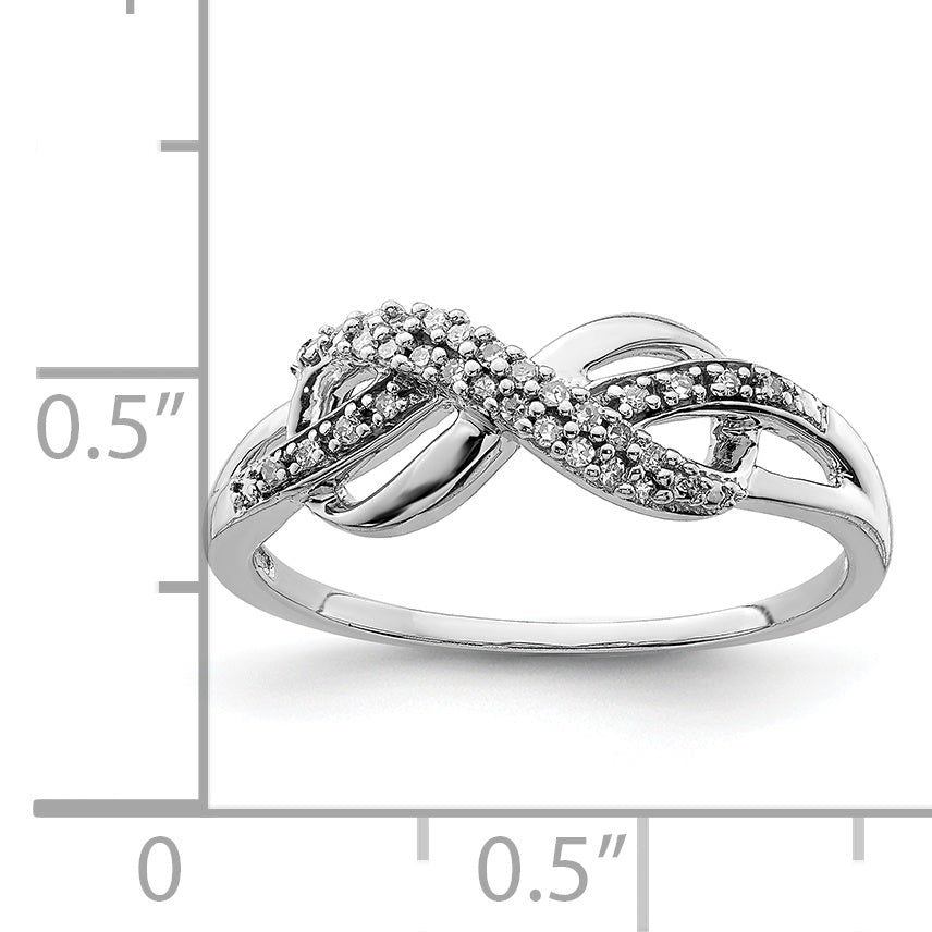 Sterling Silver Rhodium Plated Diamond Infinity Ring