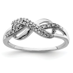 Sterling Silver Rhodium Plated Diamond Infinity Ring