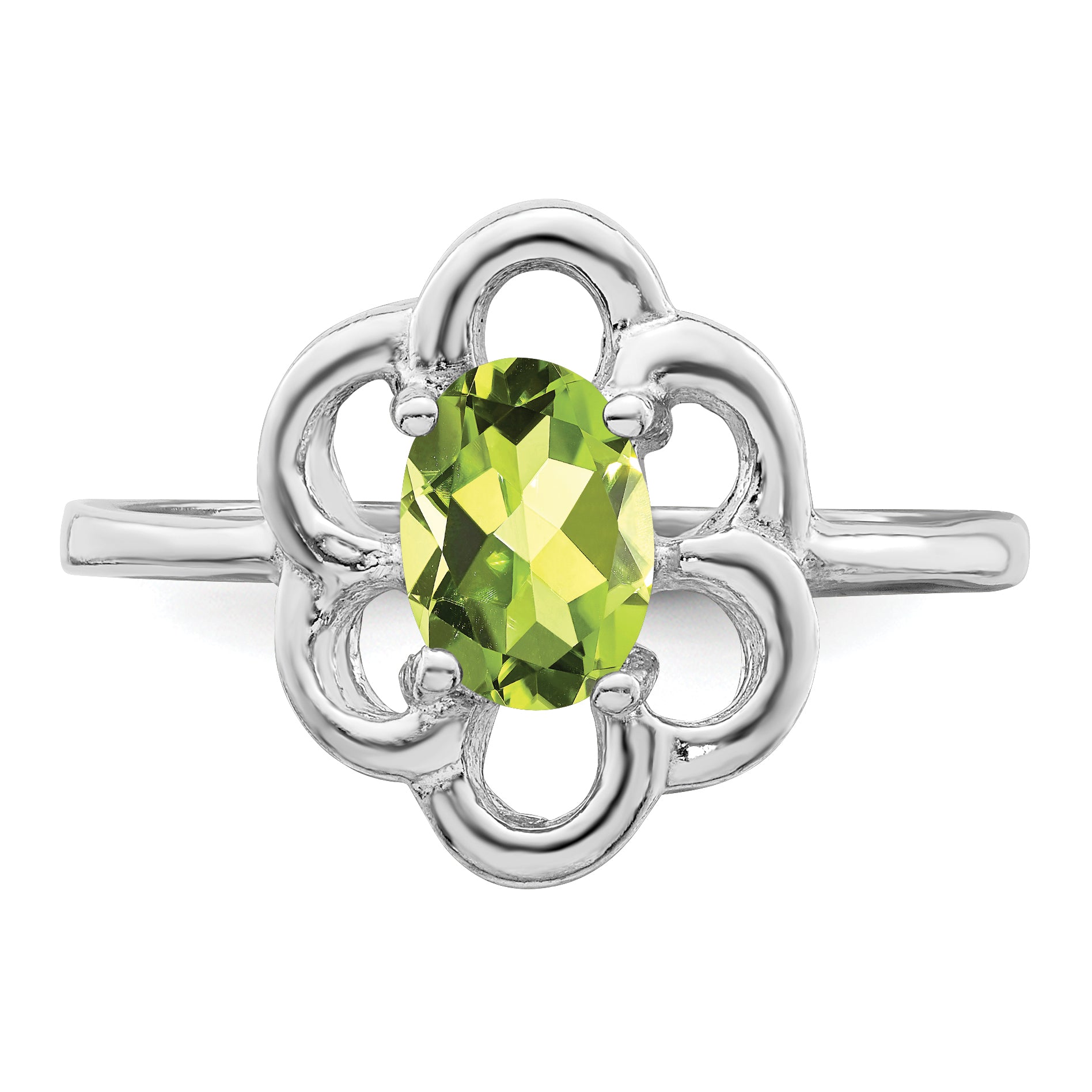 Sterling Silver Rhodium Peridot Ring