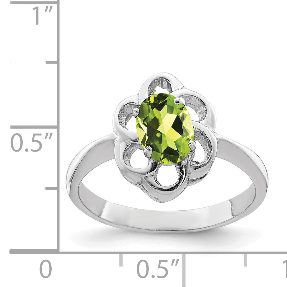 Sterling Silver Rhodium Peridot Ring