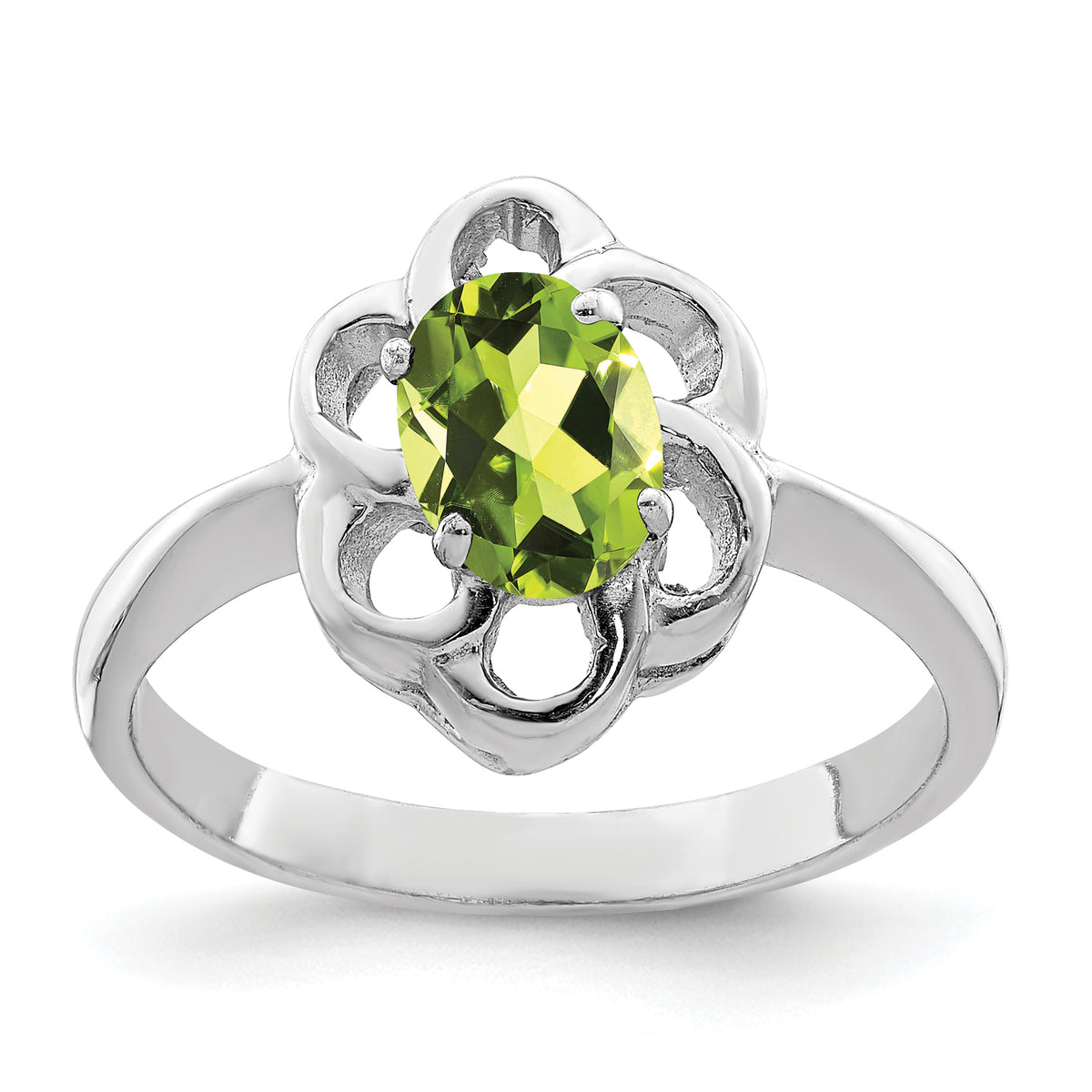 Sterling Silver Rhodium Peridot Ring