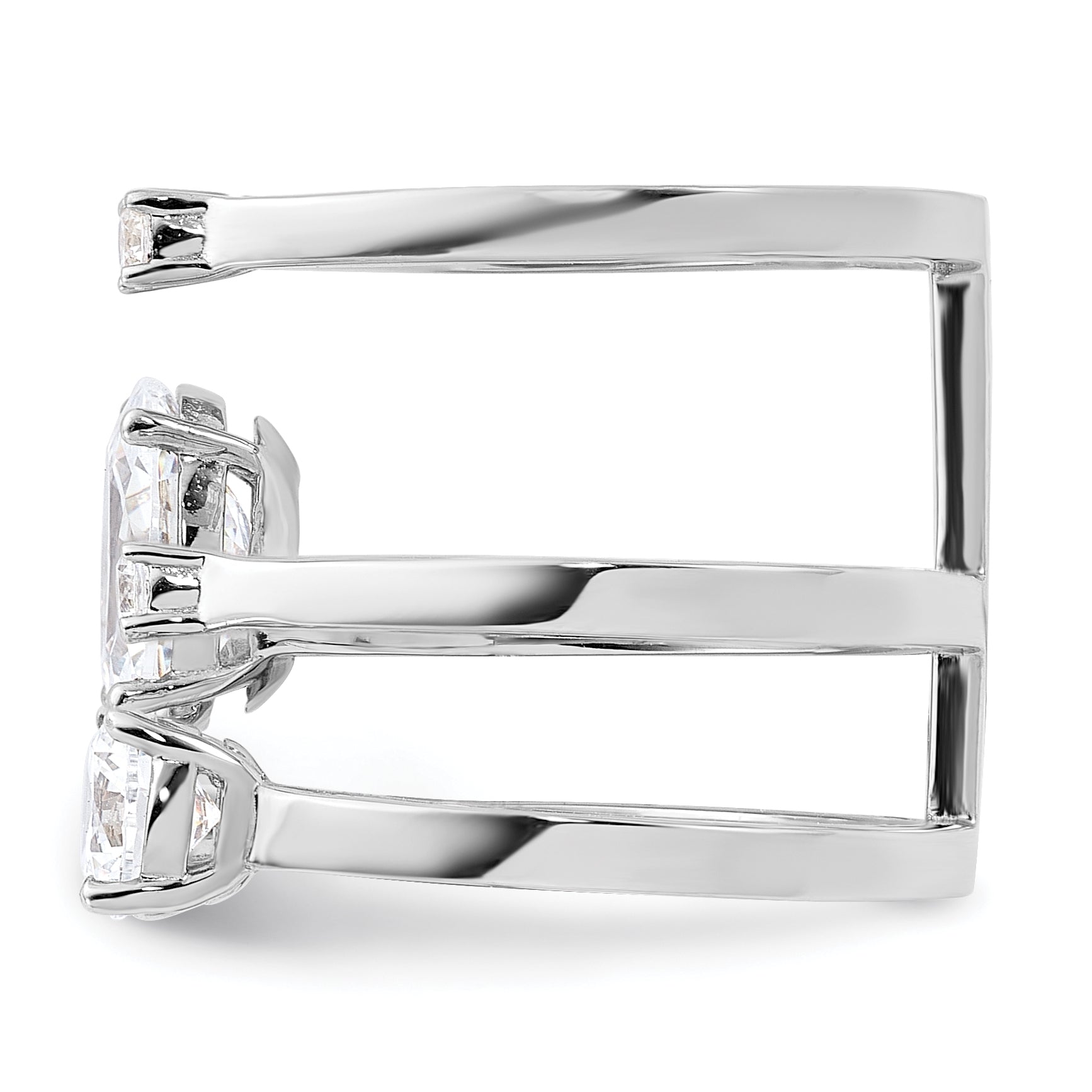 Sterling Silver Rhodium-plated CZ Adjustable Ring