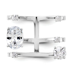 Sterling Silver Rhodium-plated CZ Adjustable Ring