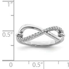 Sterling Shimmer Sterling Silver Rhodium-plated 20 Stone CZ Infinity Symbol Ring