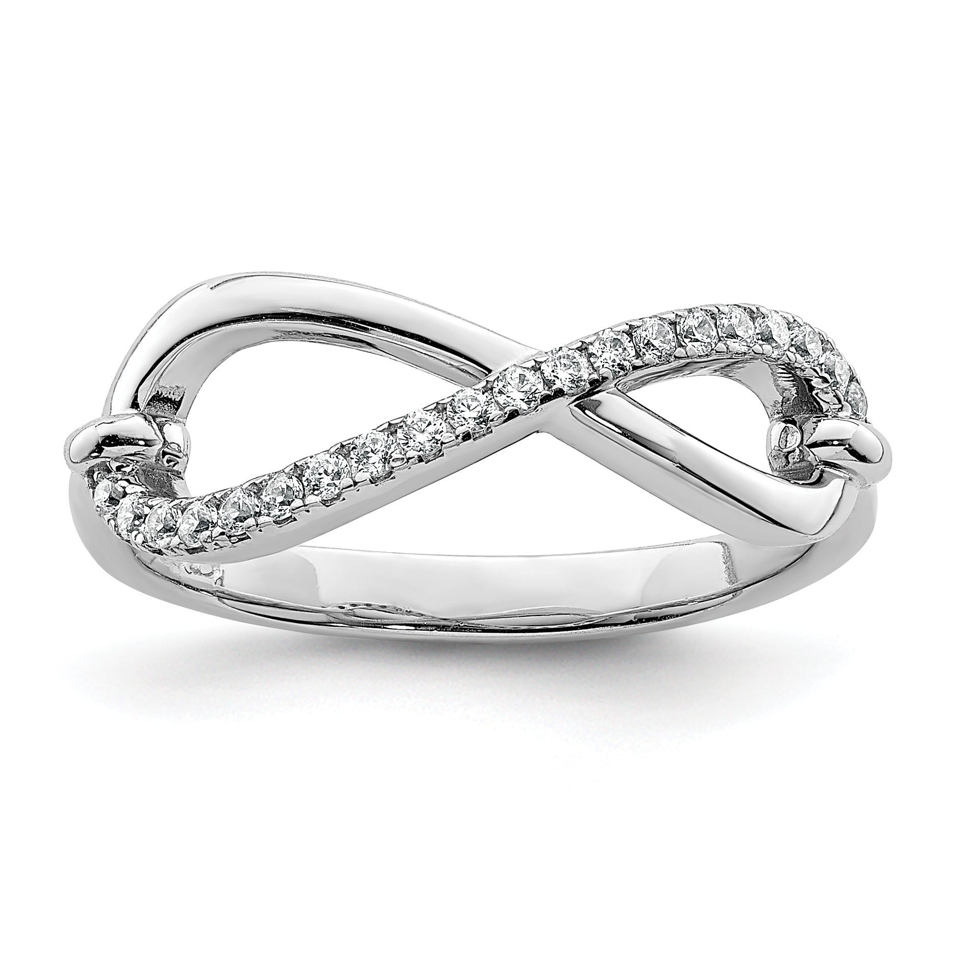 Sterling Shimmer Sterling Silver Rhodium-plated 20 Stone CZ Infinity Symbol Ring