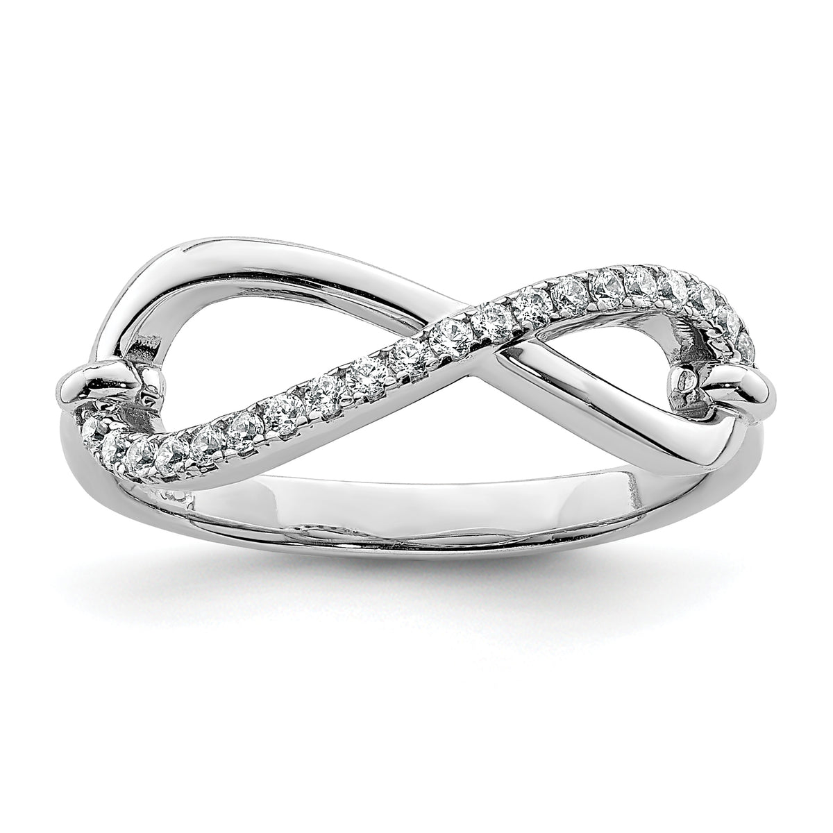 Sterling Shimmer Sterling Silver Rhodium-plated 20 Stone CZ Infinity Symbol Ring