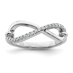 Sterling Shimmer Sterling Silver Rhodium-plated 20 Stone CZ Infinity Symbol Ring