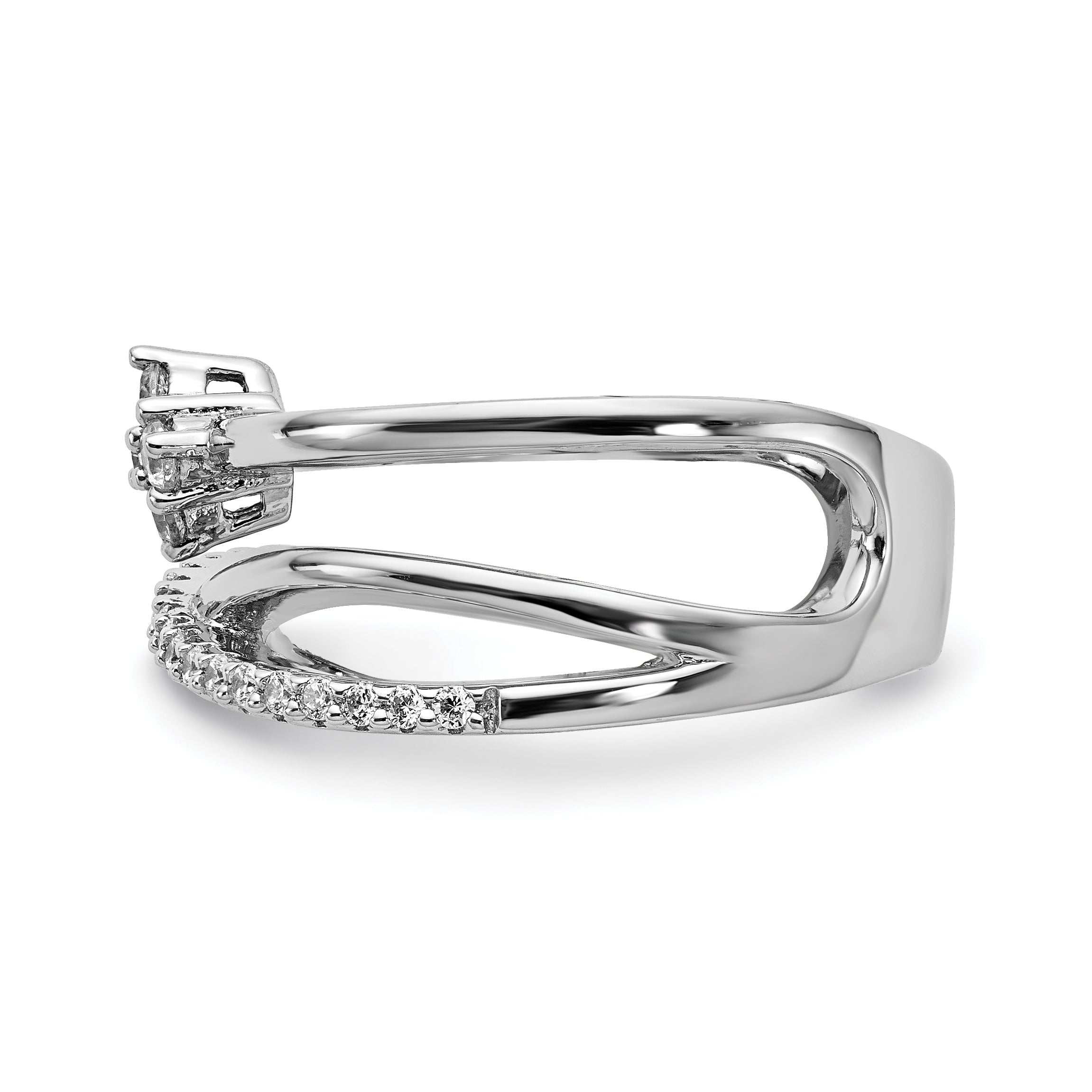 Sterling Shimmer Sterling Silver Rhodium-plated 27 Stone CZ Ring