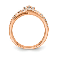 Sterling Shimmer Sterling Silver Rose-tone Flash Rose Gold-plated 27 Stone CZ Ring