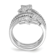 Sterling Silver Rhodium-plated CZ Star Ring