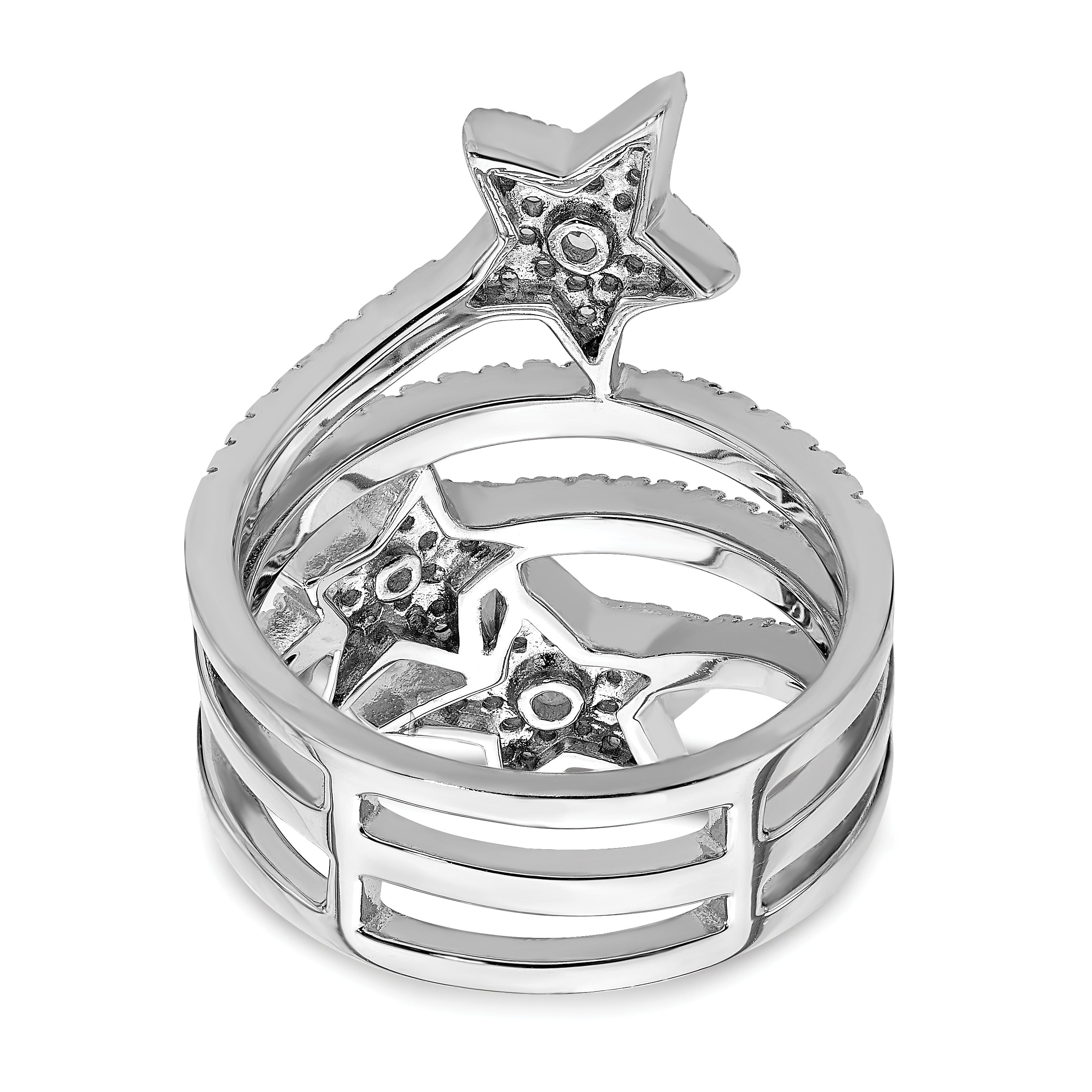 Sterling Silver Rhodium-plated CZ Star Ring