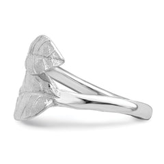 Sterling Silver Rhodium-plated Leaf Ring