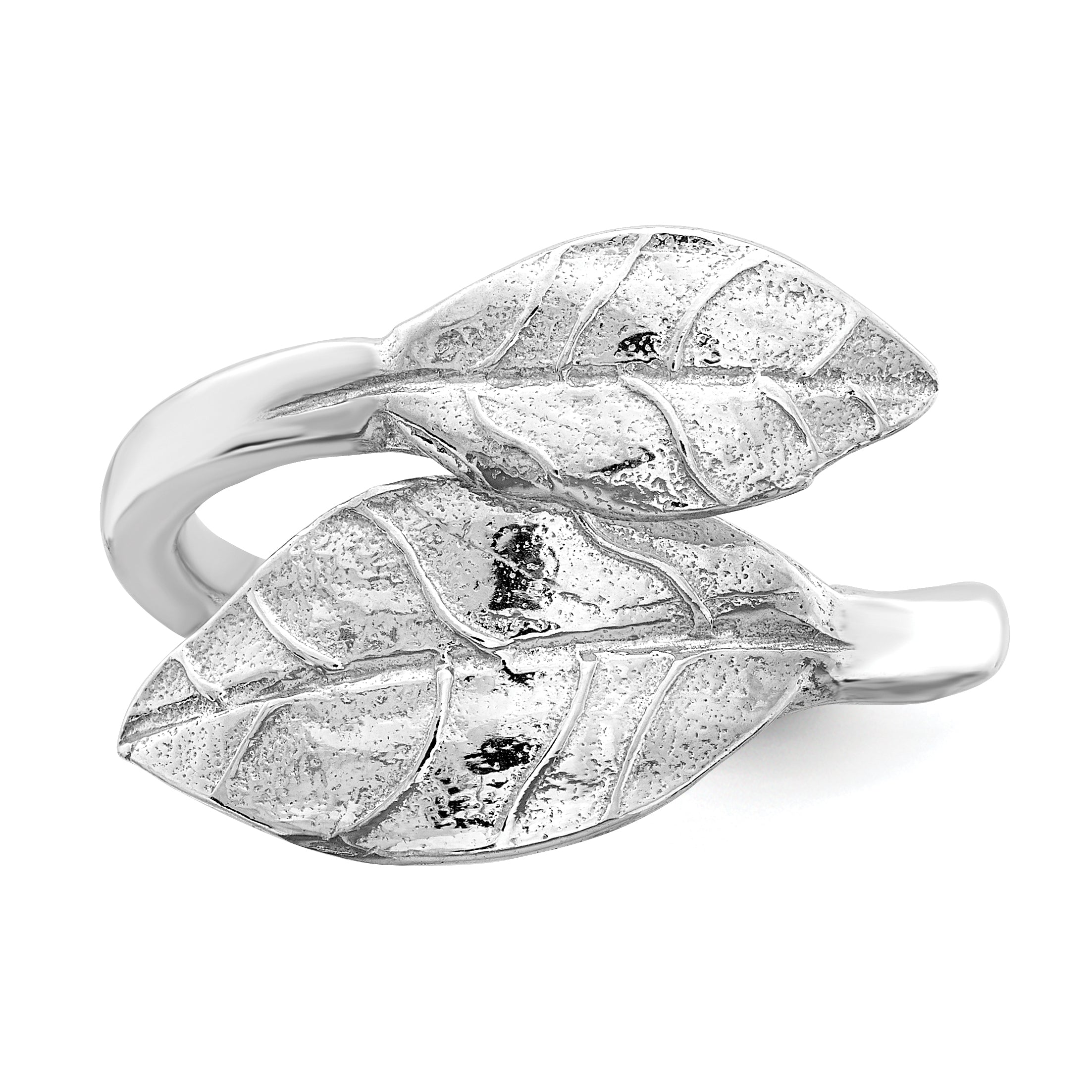 Sterling Silver Rhodium-plated Leaf Ring