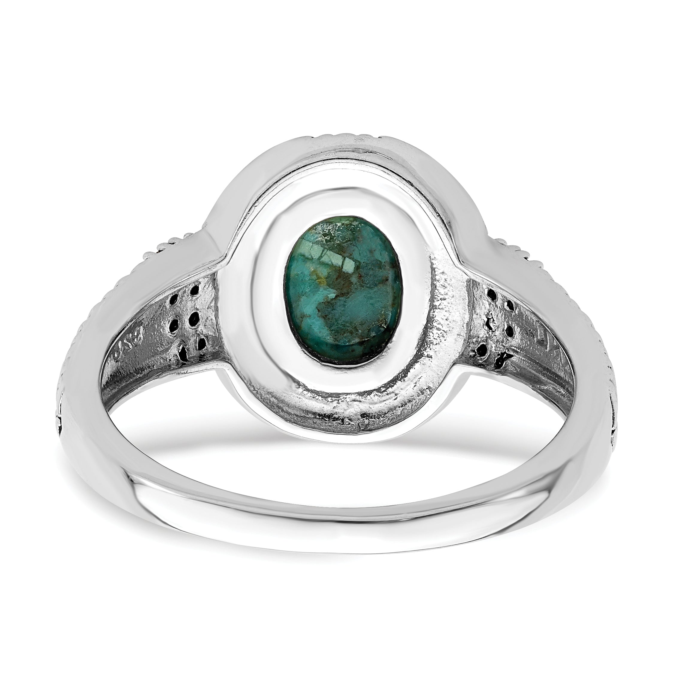 Sterling Silver Rhodium-plated Oxidized Faceted Recon. Turquoise Ring