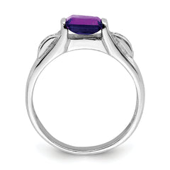 Sterling Silver Rhodium-plated Amethyst Ring