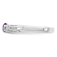 Sterling Silver Rhodium-plated Amethyst Ring