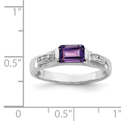 Sterling Silver Rhodium-plated Amethyst Ring