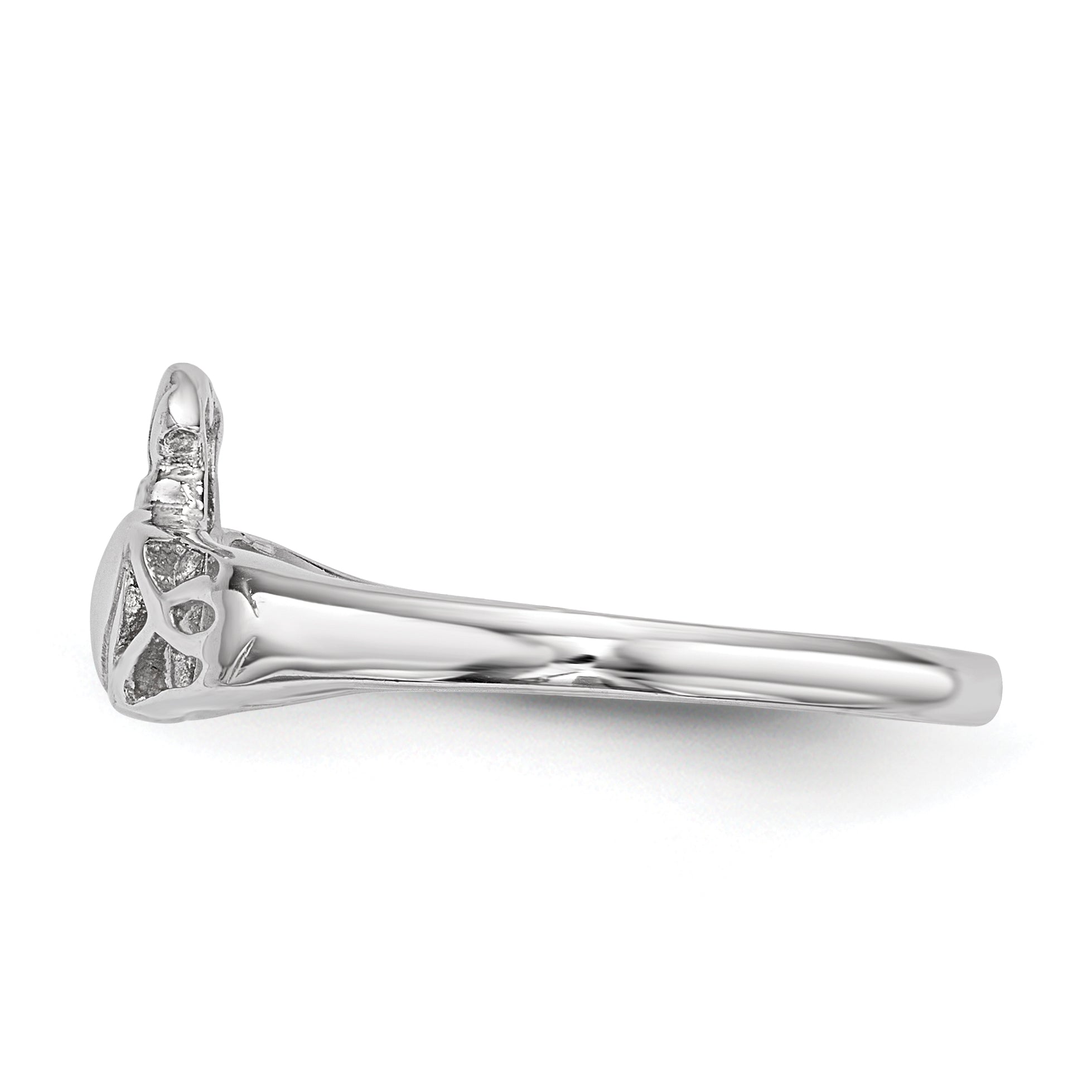 Sterling Silver Rhodium-plated Polished Claddagh Ring