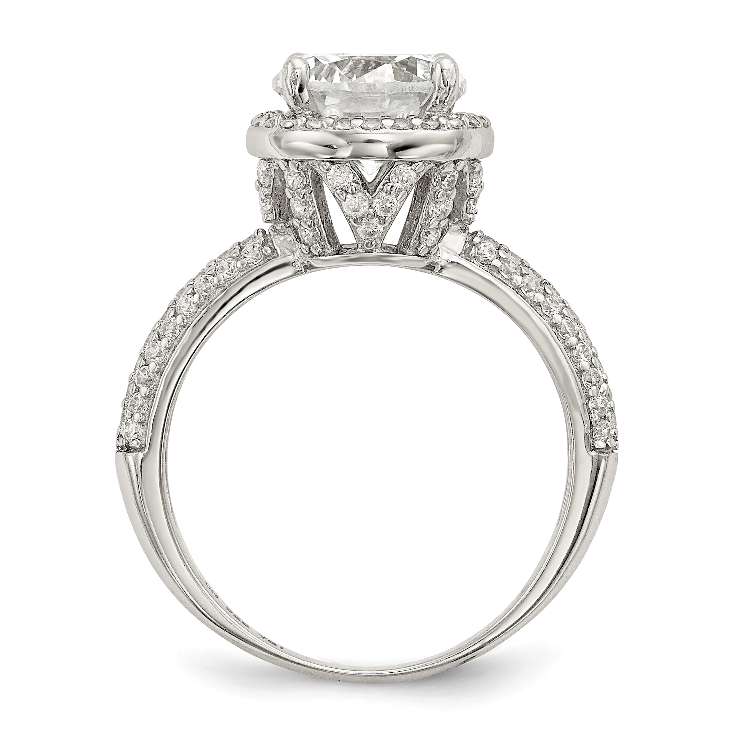 Sterling Silver Rhodium-plated CZ Pav‚ Ring