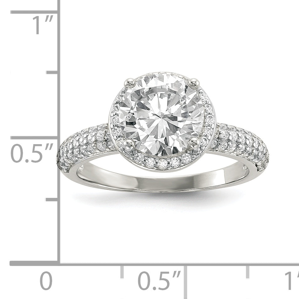 Sterling Silver Rhodium-plated CZ Pav‚ Ring