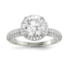 Sterling Silver Rhodium-plated CZ Pav‚ Ring