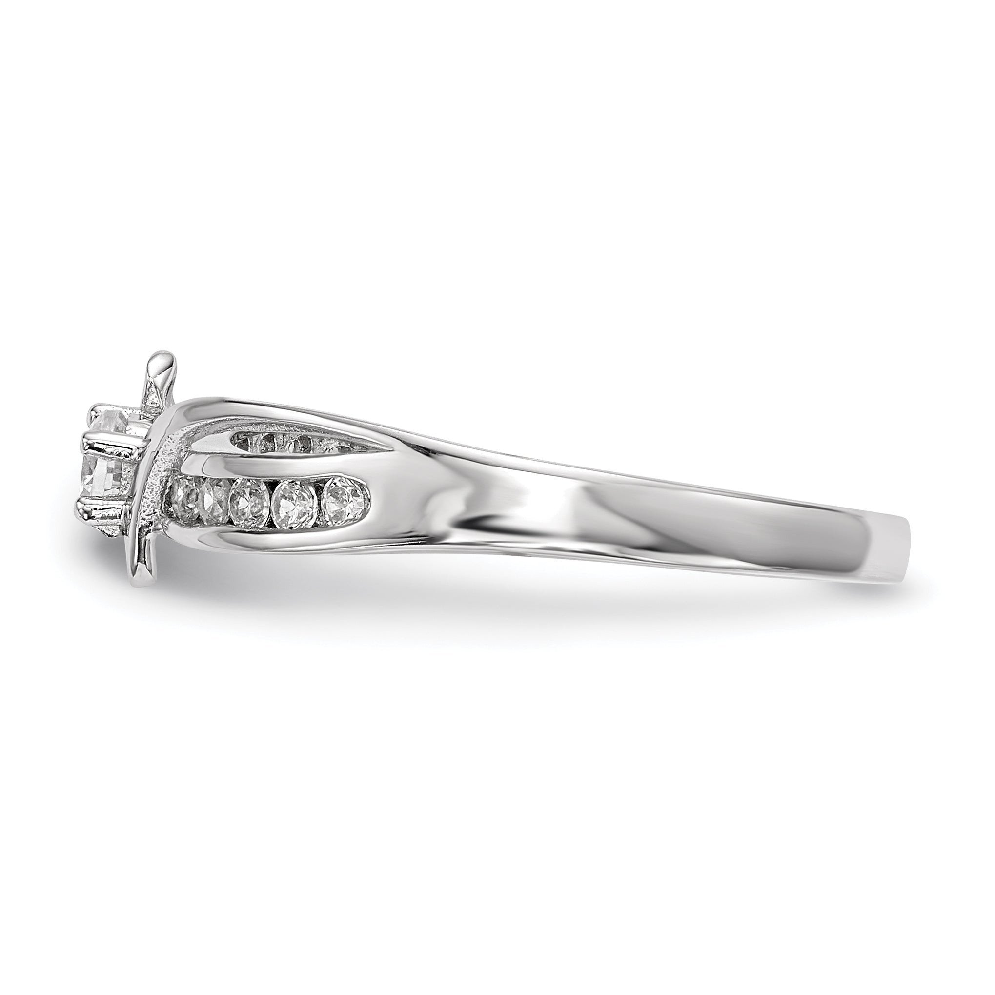 Sterling Silver Rhodium-plated CZ Ring