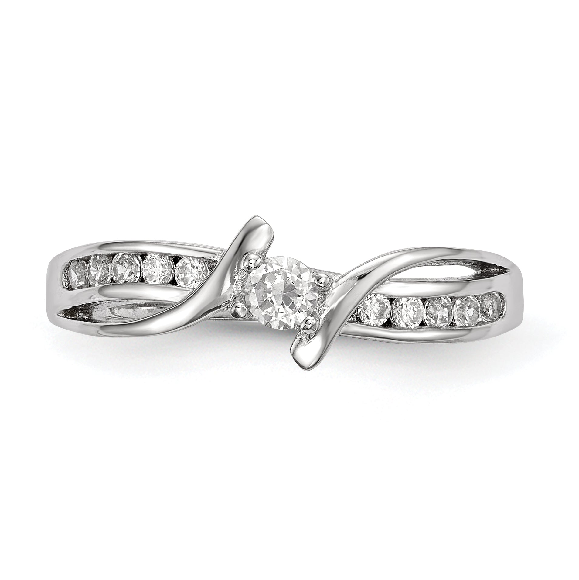 Sterling Silver Rhodium-plated CZ Ring