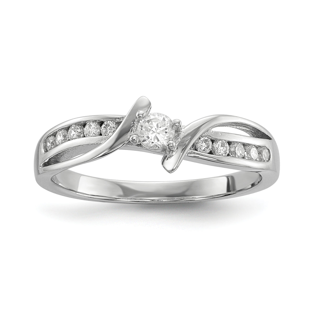 Sterling Silver Rhodium-plated CZ Ring