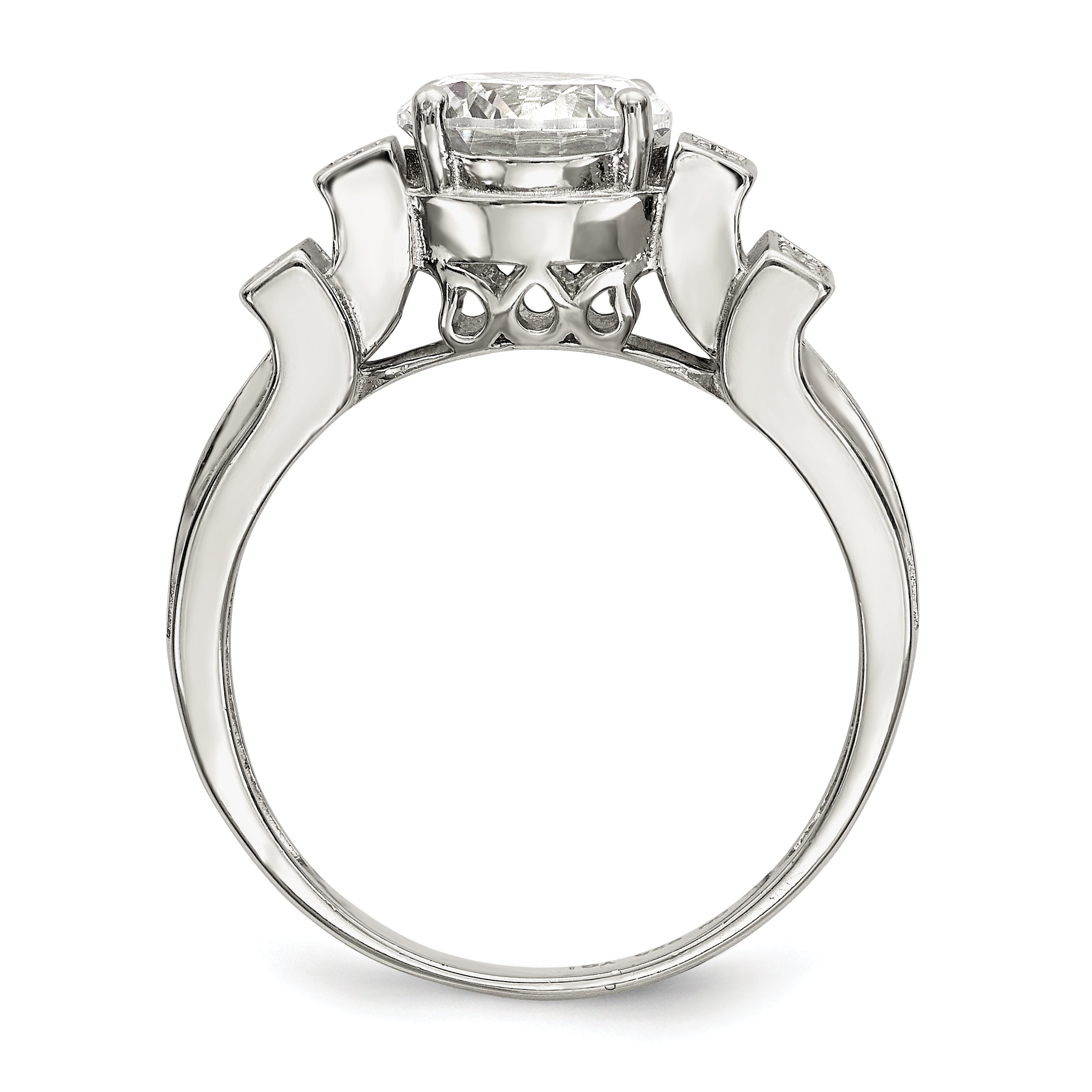 Sterling Silver Rhodium-plated CZ Tiered Pav‚ Ring