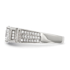 Sterling Silver Rhodium-plated CZ Tiered Pav‚ Ring