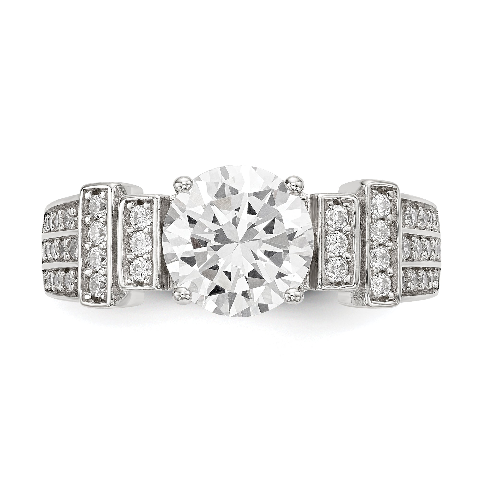 Sterling Silver Rhodium-plated CZ Tiered Pav‚ Ring