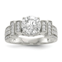 Sterling Silver Rhodium-plated CZ Tiered Pav‚ Ring