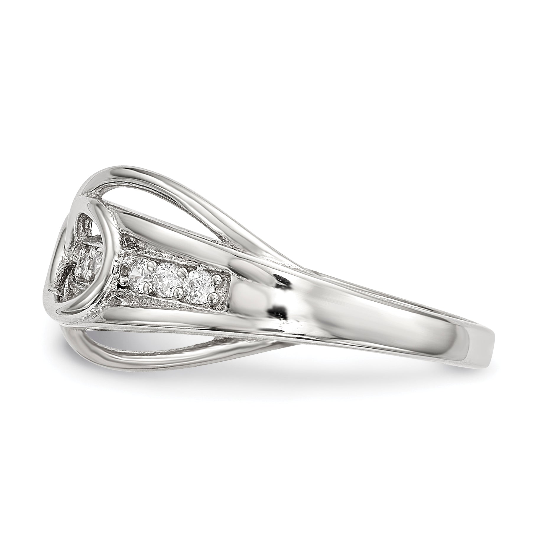 Sterling Silver Rhodium-plated CZ Infinity Ring