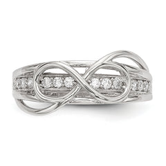 Sterling Silver Rhodium-plated CZ Infinity Ring