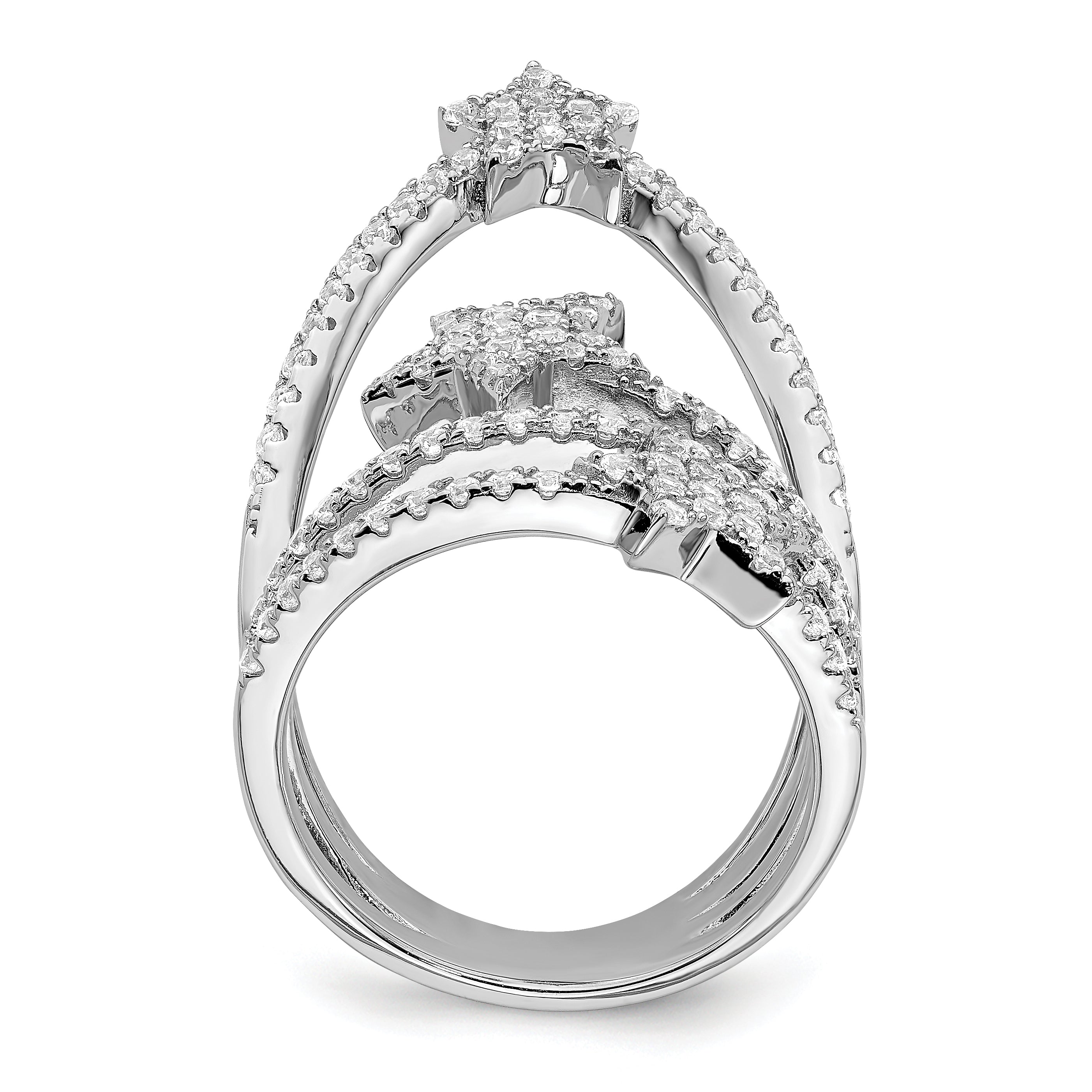 Sterling Silver Rhodium-plated CZ Star Ring