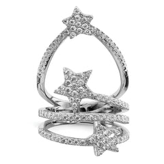 Sterling Silver Rhodium-plated CZ Star Ring